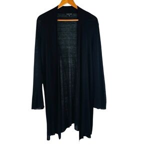 Eileen Fisher Women’s Linen Blend Open Front Long Cardigan Black Size Medium